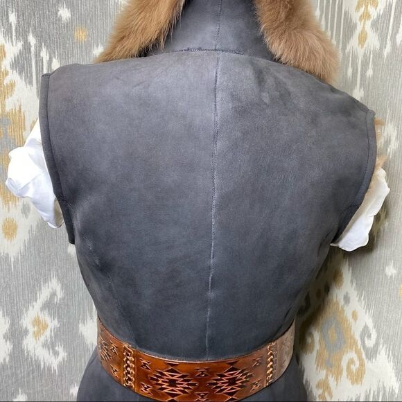 Ralph Lauren Collection Brown & Tan Shearling Contoured Sleeveless Gilet - Picture 10 of 16